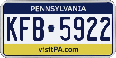 PA license plate KFB5922