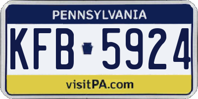 PA license plate KFB5924