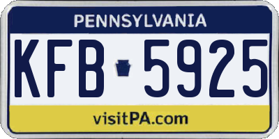 PA license plate KFB5925