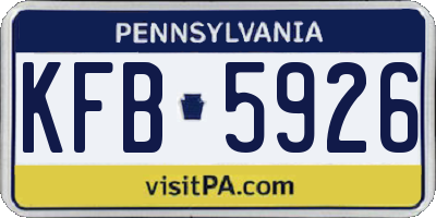 PA license plate KFB5926