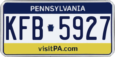 PA license plate KFB5927