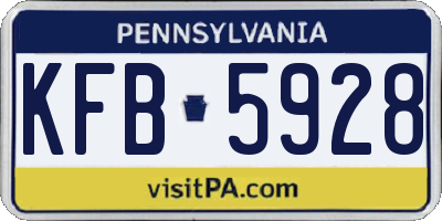 PA license plate KFB5928