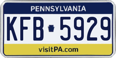 PA license plate KFB5929