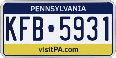 PA license plate KFB5931