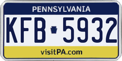 PA license plate KFB5932