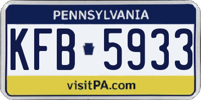 PA license plate KFB5933