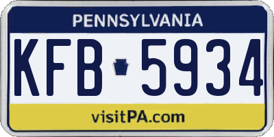 PA license plate KFB5934