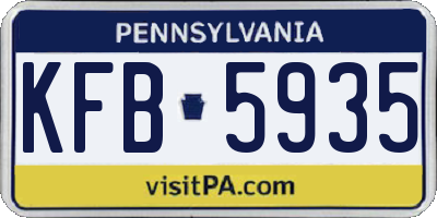 PA license plate KFB5935