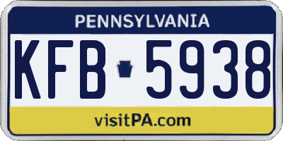 PA license plate KFB5938