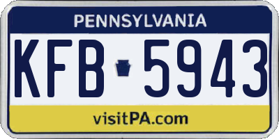 PA license plate KFB5943