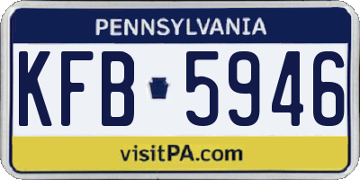 PA license plate KFB5946