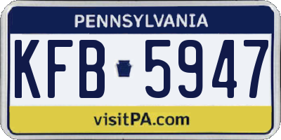PA license plate KFB5947