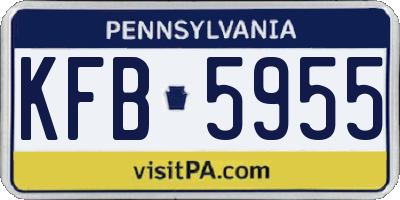 PA license plate KFB5955
