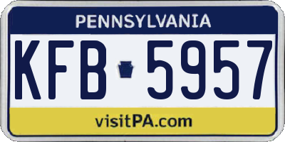PA license plate KFB5957