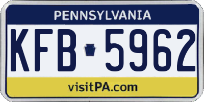 PA license plate KFB5962