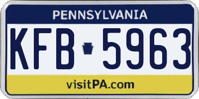 PA license plate KFB5963