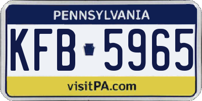 PA license plate KFB5965