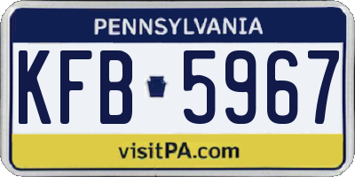 PA license plate KFB5967