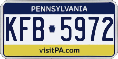 PA license plate KFB5972