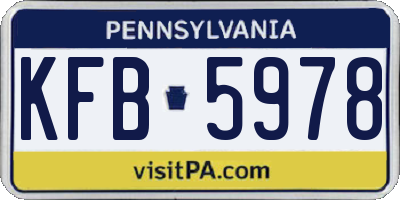 PA license plate KFB5978