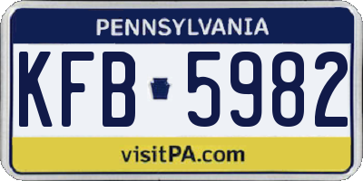 PA license plate KFB5982