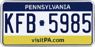 PA license plate KFB5985