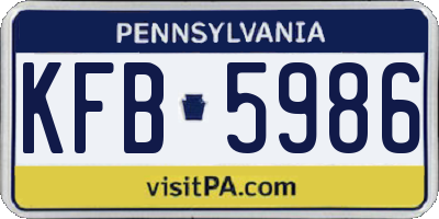 PA license plate KFB5986
