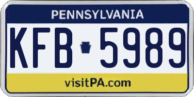 PA license plate KFB5989