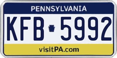 PA license plate KFB5992