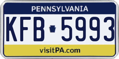 PA license plate KFB5993