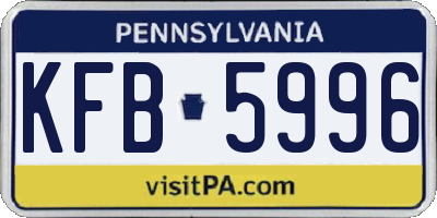 PA license plate KFB5996