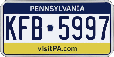 PA license plate KFB5997