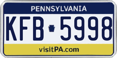 PA license plate KFB5998