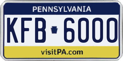 PA license plate KFB6000