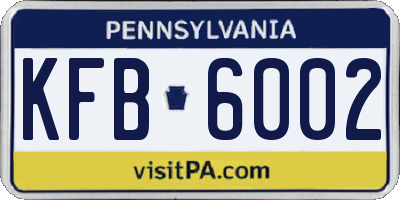 PA license plate KFB6002