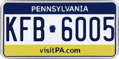 PA license plate KFB6005