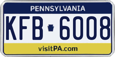 PA license plate KFB6008