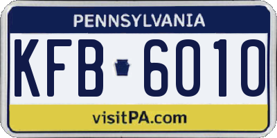 PA license plate KFB6010