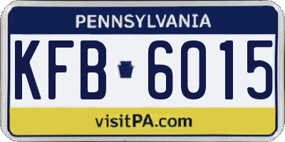 PA license plate KFB6015