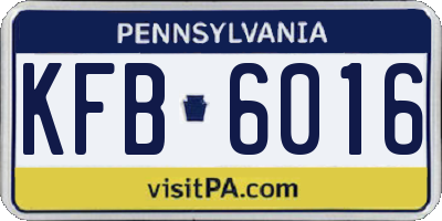 PA license plate KFB6016