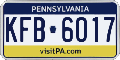 PA license plate KFB6017