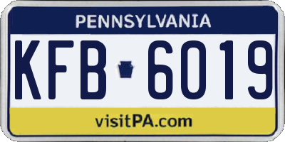 PA license plate KFB6019
