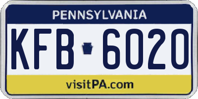 PA license plate KFB6020