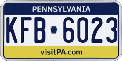 PA license plate KFB6023