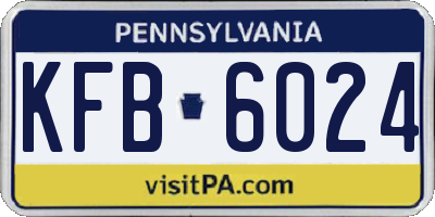 PA license plate KFB6024