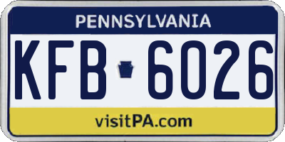 PA license plate KFB6026