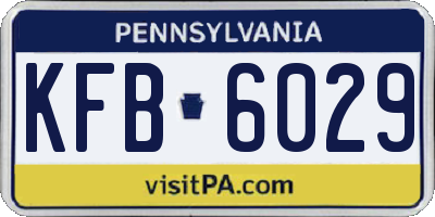 PA license plate KFB6029
