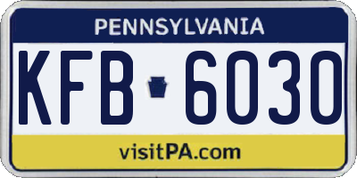 PA license plate KFB6030