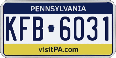 PA license plate KFB6031