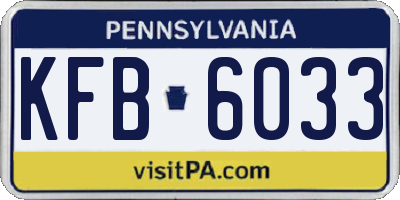 PA license plate KFB6033